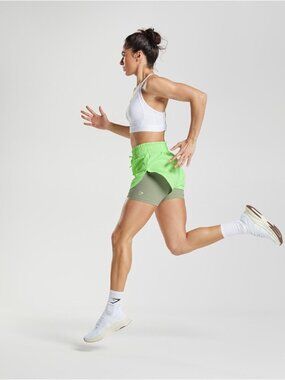 Gymshark 2 In 1 Shorts Iris Green Light Olive Green S running active high waist